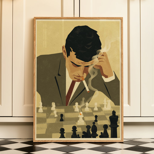 Vintage chess player poster - chess,