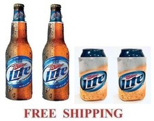 MILLER LITE 2 BEER BOTTLE KOOZIE + 2 CAN HUGGEE COOLIE COOZIE COOLER SET NEW