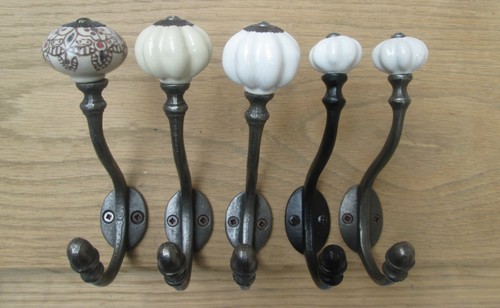 Antique iron coat hooks - iron,