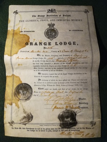 1870 orange lodge - 1870,