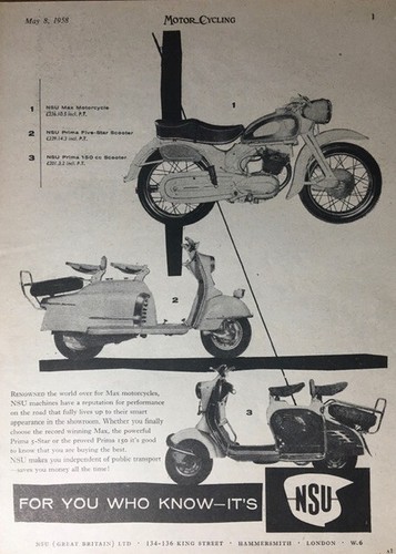 Nsu motorcycle scooter range - nsu, +