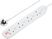 Masterplug Four Socket Extension Lead, 2 Metre Cable, Surge Protection, Individu