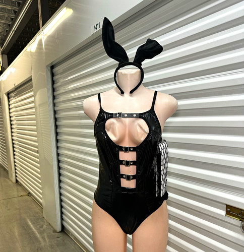 Women black bunny costume - black,