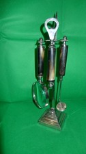 Vintage chrome horn effect desk companion set magnifying glass candle bottle