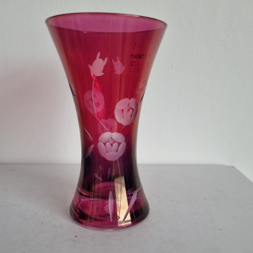 Vintage cranberry hand cut - cranberry,