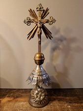 Antique 1880,s Altar  Nun Monastery Copre Metal Cross Crucifix Jesus Corpus