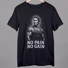 No Pain No Gain Bodybuilding T shirt Arnold Schwarzenegger Muscle Small to 4 XL