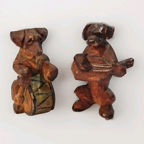 Vintage hand carved wooden dog - carved,