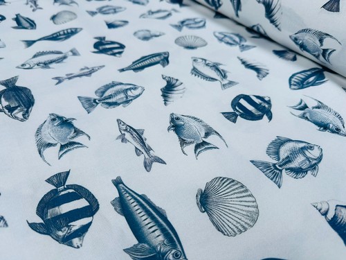 Navy fish cotton - navy,
