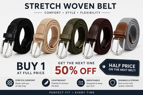 Mens belt elastic braided - mens,