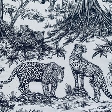 Clarke & Clarke Curtain Fabric KISUMU 0.7m ~ Noir/Linen African Toile Design