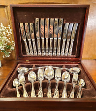 EXC. LITTLE USED Silver Plate "KINGS" 44 pc CANTEEN/CUTLERY SET for 6 - Ryals