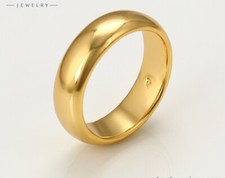 9K Yellow Gold Filled Lady Men 6mm Wedding Plain Ring size # V Evening Party