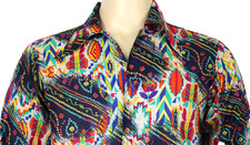 Mens 70s Style Aztec Hippie Psychedelic Crazy Festival Party Funky Shirt Sm