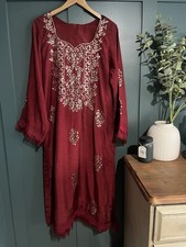 XL Maroon Stitched Pakistani Suit Trouser  w/ Lining 3 Piece Eid Dholki Mehndi
