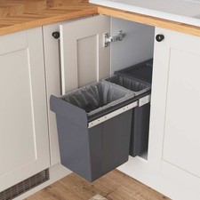 Pull-Out Kitchen Waste Bin Double Soft Close Anthracite Handles For Base 26Ltr