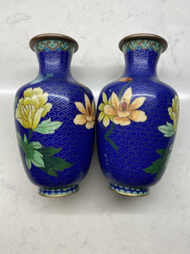 Chinese cloisonne vase pair - chinese,