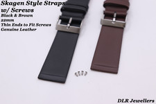 Genuine Leather Watch Strap 22mm With 4 Screws, For Skagen Watches