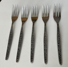 VTG RETRO 5 STAINLESS STEEL MID CENTURY  16cm SPORKS CAKE PASTRY FORKS CUTLERY