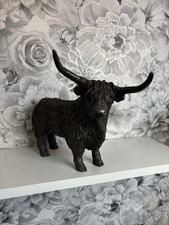 Very Heavy Cold Cast Bronze Highland Cattle Bull Sculpture