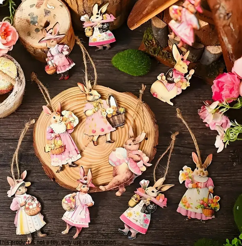 Easter bunny wood hanging - 12,