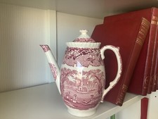 Mason's Vista Pink Coffee Pot & Lid 5 Cup Round Shape 19cm Square