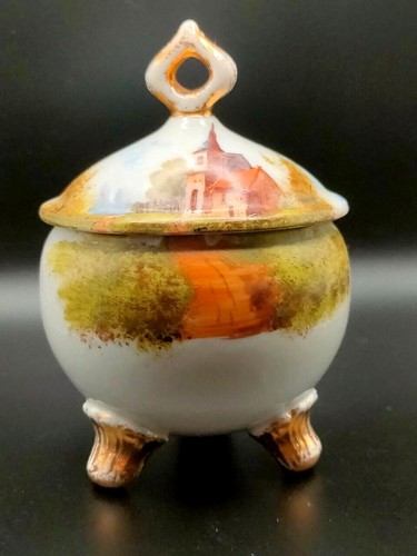 Vintage hand painted lidded - vintage, hand-painted