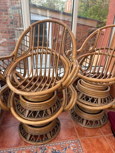 Four vintage bamboo - swivel, egg