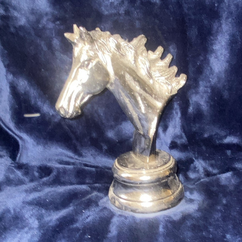 Silver metal horse head - metal,