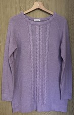 Ladies DAMART Uk 14/16 Lavender Cable Knit Long Sleeved Crew Neck Sweater/Jumper