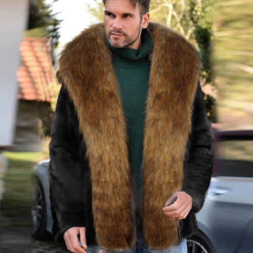 Men luxury faux fur coat - luxury,