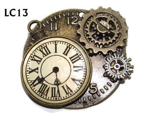 Steampunk brooch badge pin - badge,
