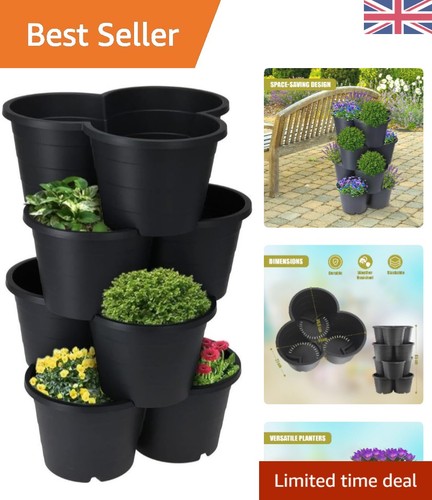 Modern black stackable planter - modern,
