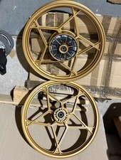 Genuine Enkei alloy wheels for Suzuki GSX400 or X7 250. Refurbished Antique Gold