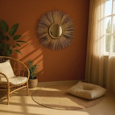 90cm Wall Mirror Industrial Modern Style Round Metal Frame Vanity Mirror