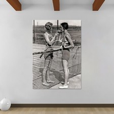 Vintage Tennis Photo - Women Smoking - Canvas Rolled Wall Art Print 
