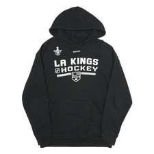 REEBOK Mens Black LA Kings Hockey Pullover Hoodie L NHL Ice Hockey Fan Gear