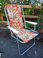 Vintage Deck Chair Floral Retro Summer Garden Seat Folding Camping Retro Flowers
