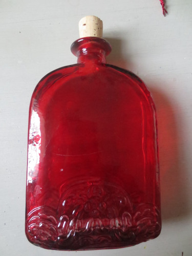 Red decorative glass flask - decorative,