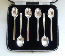 Gerald Benney Chelsea Design: Sterling Silver Set of 6 Spoons in Box, Sheff 1960