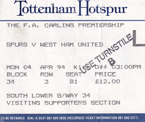 Ticket tottenham west ham - v,