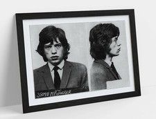 MICK JAGGER MUGSHOT 2 -ART FRAMED POSTER PICTURE PRINT ARTWORK- BLACK & WHITE