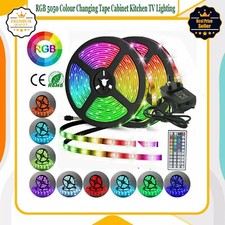 LED Strip Lights 1-10m RGB 5050 Colour Changing Tape Cabinet Kitchen TV Lighting