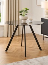 Marlow 110 cm Round Smoked Glass Top Elegant Dining Table