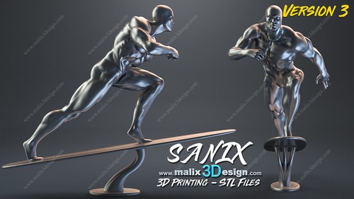 Silver surfer resin sculpture - surfer,