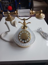 Siecle Collection Telephone Push Dial Crystal Candlestick Desk Brass - Tested