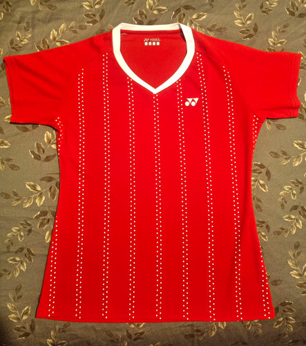 Yonex badminton top red white - badminton,