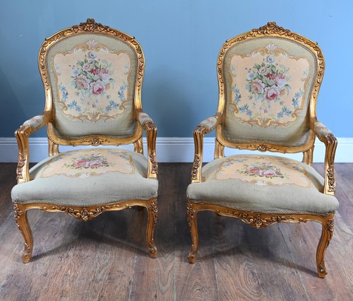 Pair french armchairs louis - louis, xv