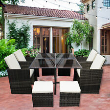 RATTAN GARDEN FURNITURE CUBE SET CHAIRS TABLE OUTDOOR PATIO RATTAN 8 SEATER
