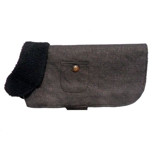 Brown herringbone dog coat - herringbone,